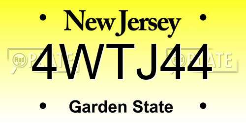4WTJ44 New Jersey License Plate