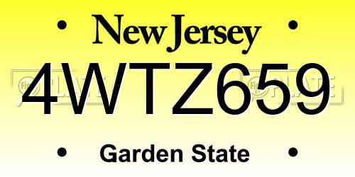 4WTZ659 New Jersey License Plate