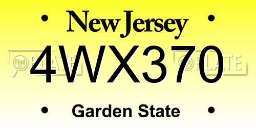 4WX370 New Jersey License Plate
