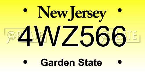 4WZ566 New Jersey License Plate