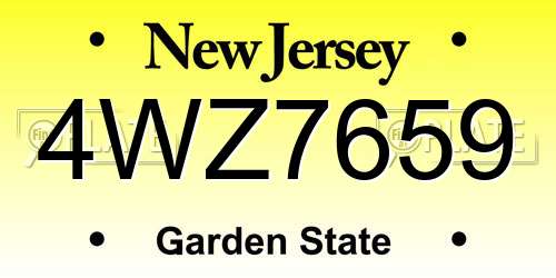 4WZ7659 New Jersey License Plate