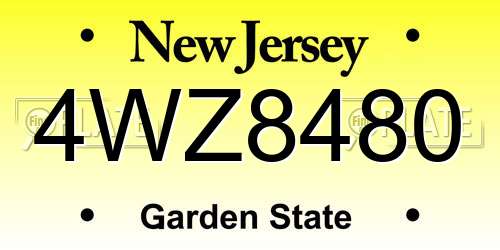 4WZ8480 New Jersey License Plate