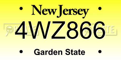 4WZ866 New Jersey License Plate