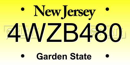 4WZB480 New Jersey License Plate