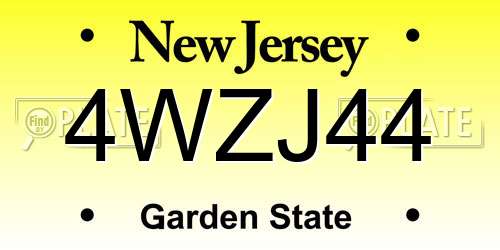 4WZJ44 New Jersey License Plate