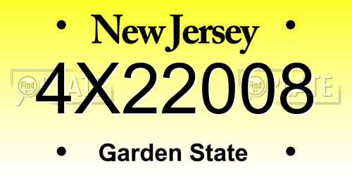 4X22008 New Jersey License Plate