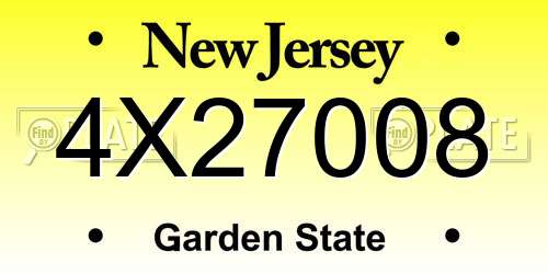 4X27008 New Jersey License Plate