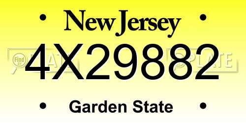4X29882 New Jersey License Plate