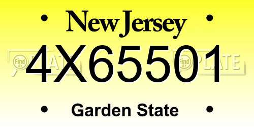 4X65501 New Jersey License Plate