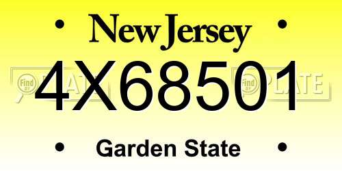 4X68501 New Jersey License Plate