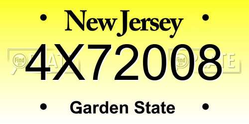 4X72008 New Jersey License Plate