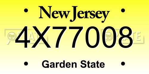 4X77008 New Jersey License Plate