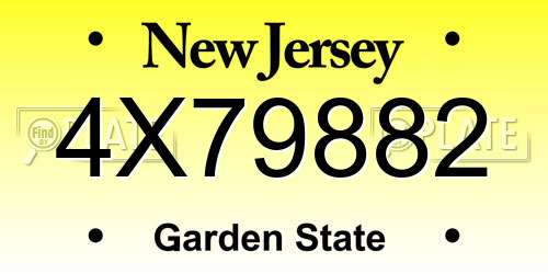 4X79882 New Jersey License Plate