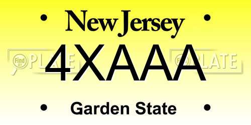 4XAAA New Jersey License Plate