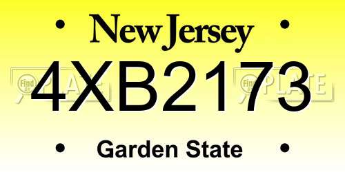 4XB2173 New Jersey License Plate