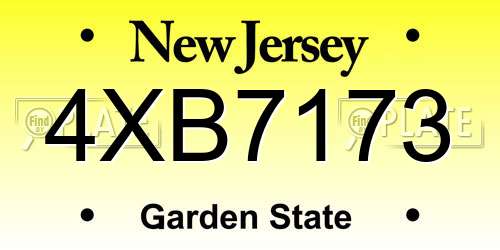 4XB7173 New Jersey License Plate