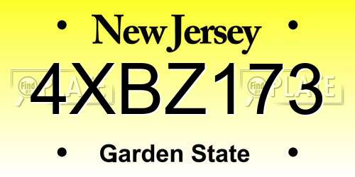 4XBZ173 New Jersey License Plate