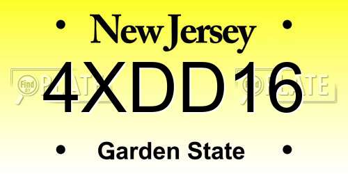 4XDD16 New Jersey License Plate