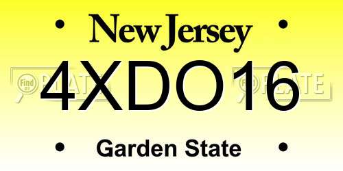 4XDO16 New Jersey License Plate