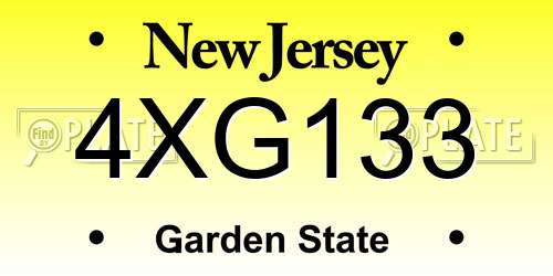 4XG133 New Jersey License Plate