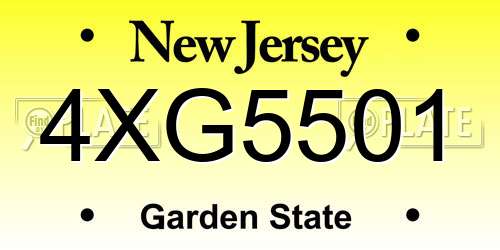 4XG5501 New Jersey License Plate