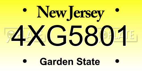 4XG5801 New Jersey License Plate