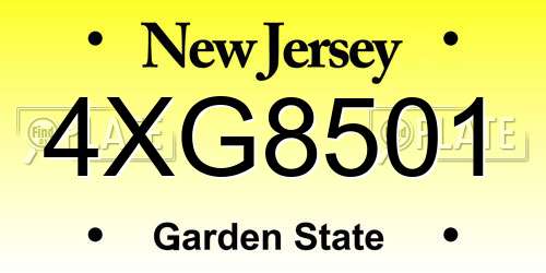 4XG8501 New Jersey License Plate