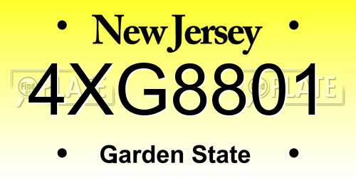 4XG8801 New Jersey License Plate