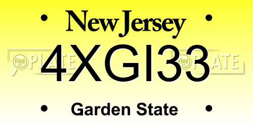 4XGI33 New Jersey License Plate