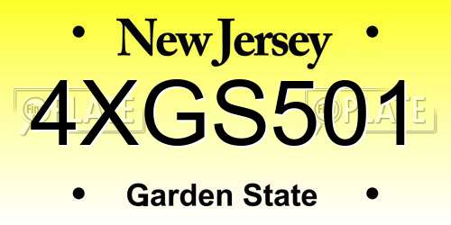 4XGS501 New Jersey License Plate