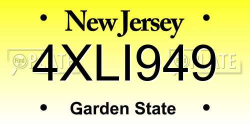 4XLI949 New Jersey License Plate