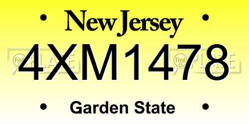 4XM1478 New Jersey License Plate