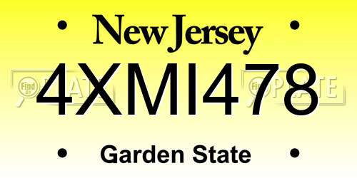 4XMI478 New Jersey License Plate