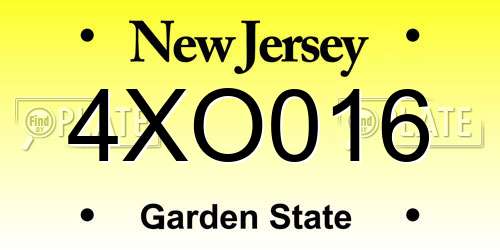 4XO016 New Jersey License Plate