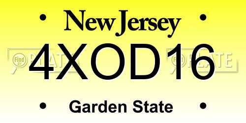 4XOD16 New Jersey License Plate