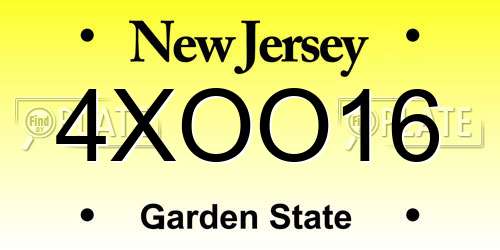 4XOO16 New Jersey License Plate