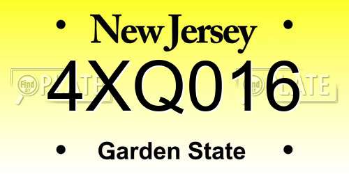 4XQ016 New Jersey License Plate