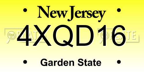 4XQD16 New Jersey License Plate