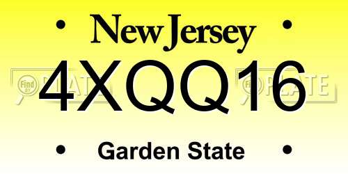 4XQQ16 New Jersey License Plate
