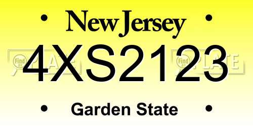 4XS2123 New Jersey License Plate