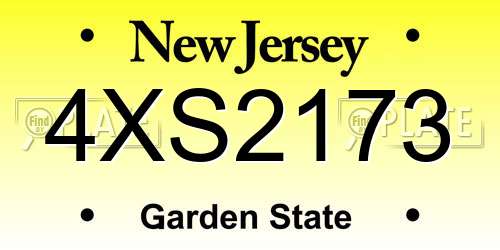 4XS2173 New Jersey License Plate