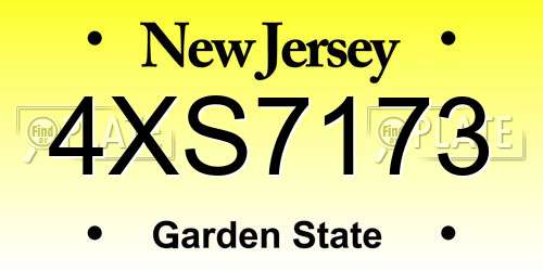 4XS7173 New Jersey License Plate