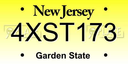 4XST173 New Jersey License Plate