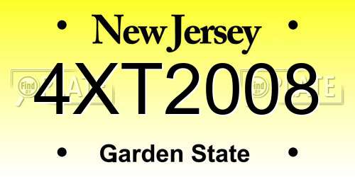 4XT2008 New Jersey License Plate