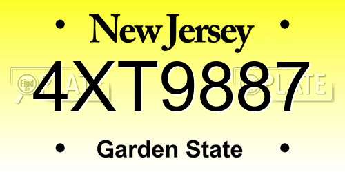 4XT9887 New Jersey License Plate