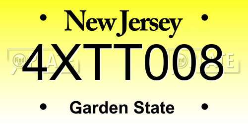 4XTT008 New Jersey License Plate