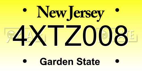 4XTZ008 New Jersey License Plate