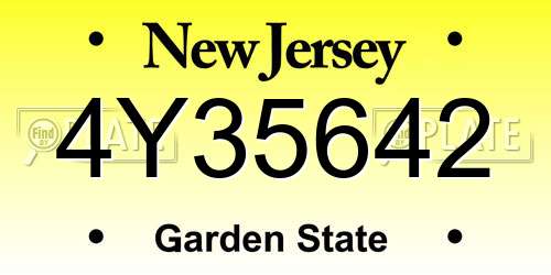 4Y35642 New Jersey License Plate