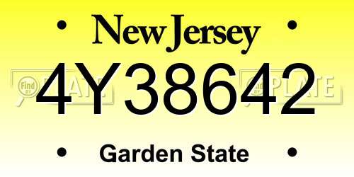 4Y38642 New Jersey License Plate