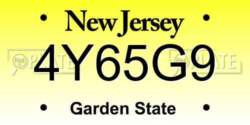 4Y65G9 New Jersey License Plate